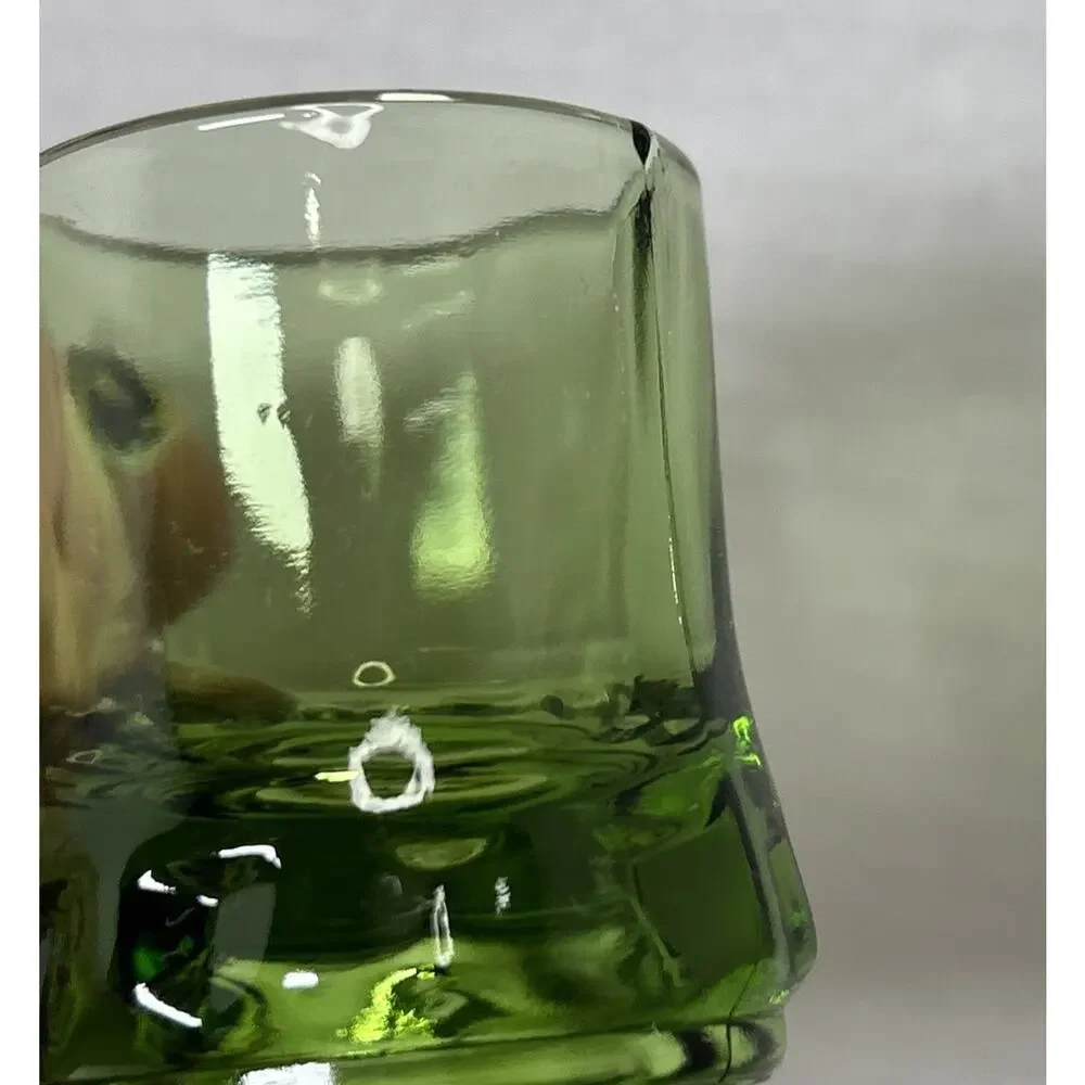 Federal Glass Mini Beer Mug Shotglasses Fluted Bottoms 4 Amber, 4 Green- Set 8